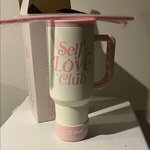 Self Love Club 40 OZ Travel Tumbler with Lid, Two Straws and Cleaning Brush.